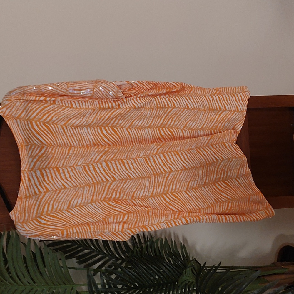 Orange Zebra Pattern Sequined Mk Top - image 7